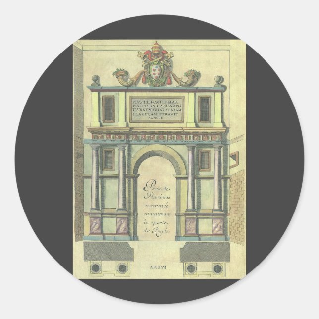 Vintage Kirchentür Eintritt Renaissance Architektu Runder Aufkleber (Vorderseite)