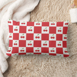Vintage Kirsch-Gingham: Coquette Cottagecore Lendenkissen