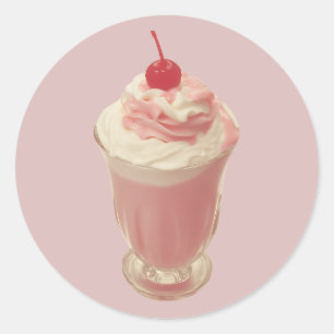 Vintage-Kirsch-Milchshake Runder Aufkleber