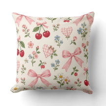 Vintage-Kirsch-Schleifen-Blumen-Stoffmuster | Rosa