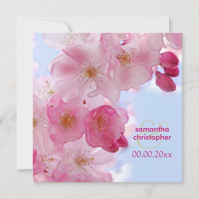 Vintage Kirschblüte/Sakura Einladungen zur Hochzei (Vorderseite)