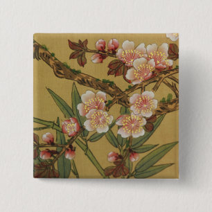 Vintage Kirschblüten Asiatische Japanische Blumen Button