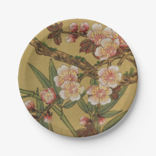 Vintage Kirschblüten Asiatische Japanische Blumen Pappteller