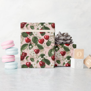Vintage-Kirschblüten-Botanik-Rosegarten Geschenkpapier