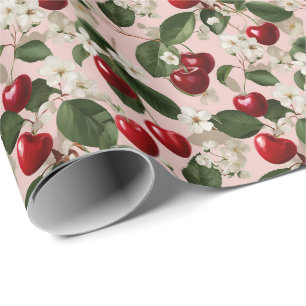 Vintage-Kirschblüten-Botanik-Rosegarten Geschenkpapier