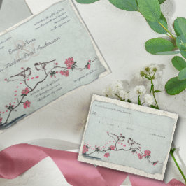 Vintage Kirschblüten & Chickadee Damask UAWG RSVP Karte