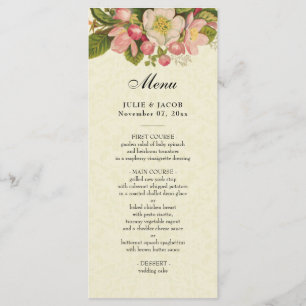 Vintage Kirschblüten Elegante Hochzeit Menükarte