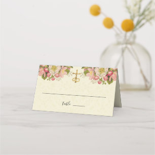 Vintage Kirschblüten Elegante katholische Hochzeit Platzkarte