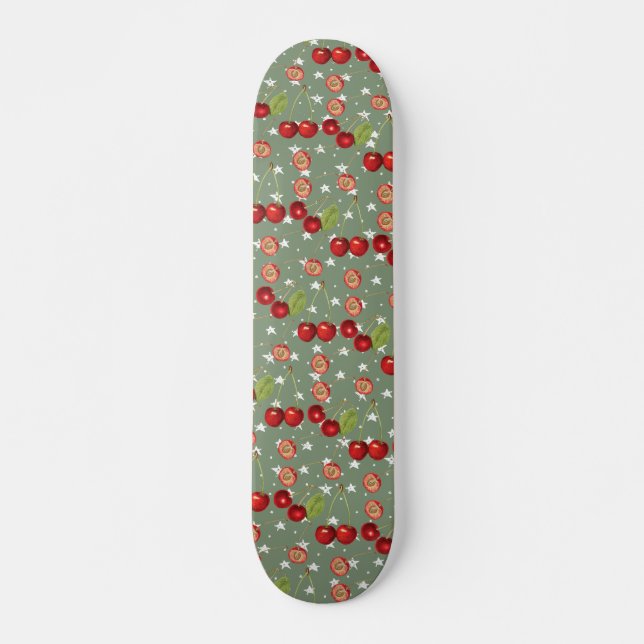 Vintage Kirsche und Sterne Skateboard (Vorne)