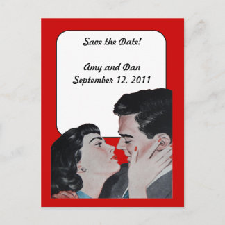 Vintage Kiss Save the Date Ankündigungspostkarte