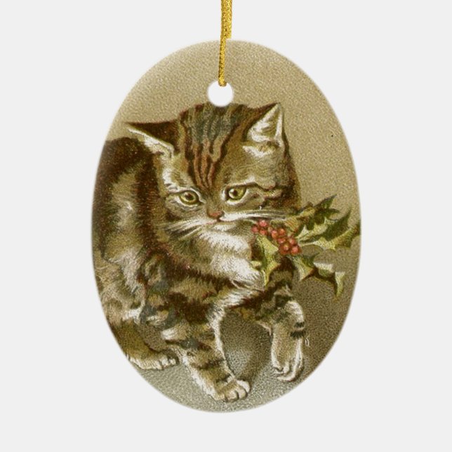 Vintage Kitten Ceramic Christmas Ornament (Vorne)