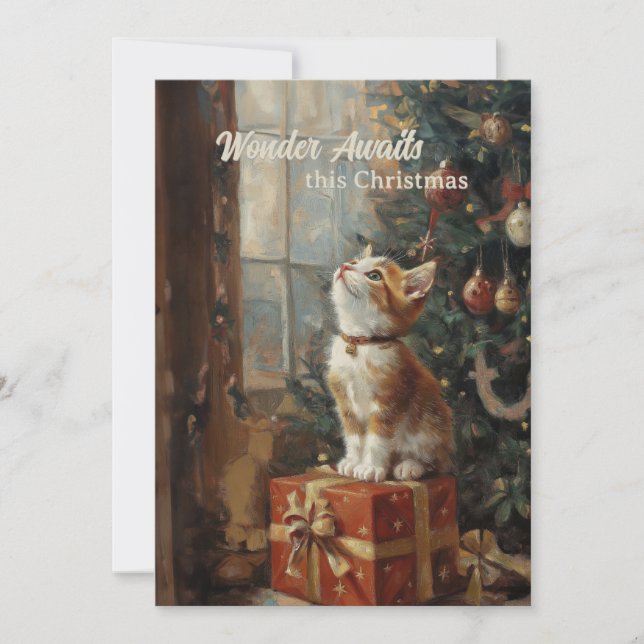 Vintage Kitten Tree Geschenke Frohe Weihnachten (Vorderseite)