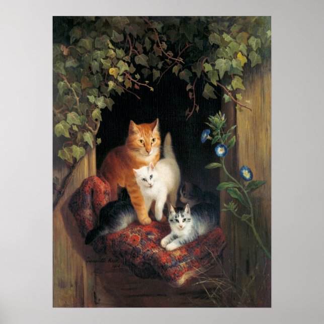 Vintage Kittens Painting Poster (Vorne)