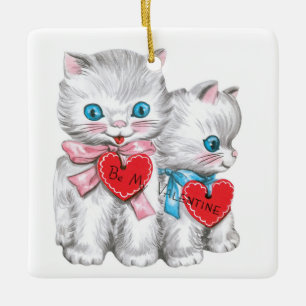 Vintage Kittens Valentine-Ornament Keramikornament