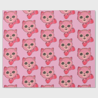 Vintage Kitty Pink Wrapping Paper Geschenkpapier