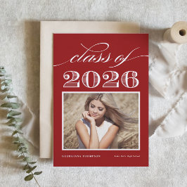 Vintage Klasse des Abschlusses Rotes Foto 2025 Einladung