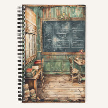 Vintage Klassenzimmer 5,5" x 8,5" Spiralblock