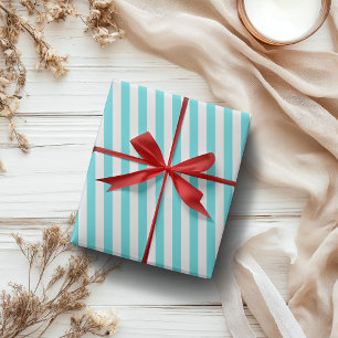 Vintage Klassik Türkis & Weiße Streifen Geschenkpapier
