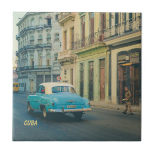Vintage Klassiker Auto Havanna Kuba Straßenfotogra Fliese