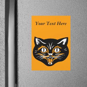 Vintage Klassiker Halloween schwarze Katzengesicht Magnetkarte