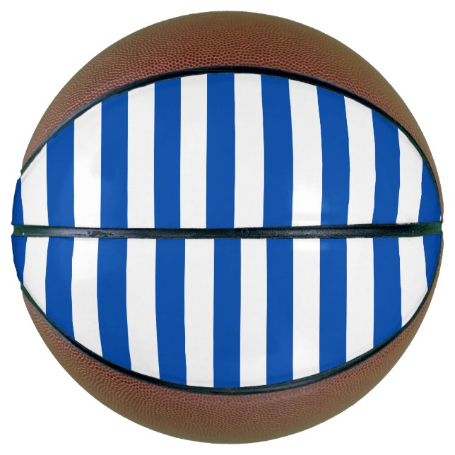 Vintage, klassische, blaue und weiße Streifen Basketball (Vorderseite)