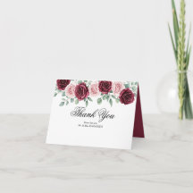 Vintage Klassische Burgunder-Rosé-Rosen-Dankeskart