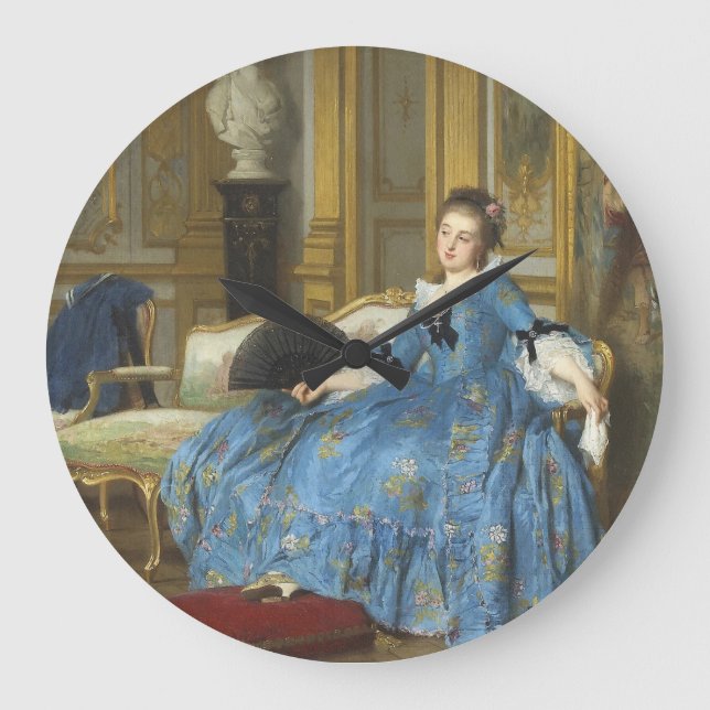 Vintage klassische Malerei mit Sassy Girl Große Wanduhr (Vorderseite)