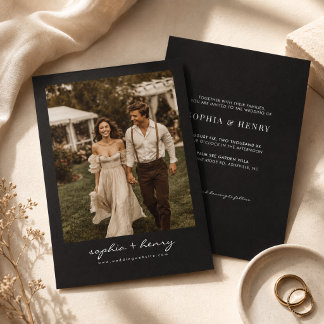 Vintage Klassische Moderne Schrift Foto-Hochzeit Einladung