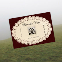 Vintage Klassische Papier-Spitze Save-the-Date-Kar