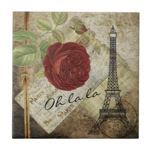 Vintage Klassischer Paris Blumenstil Fliese