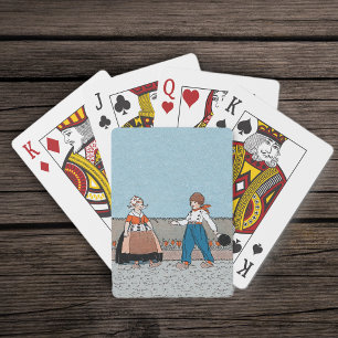 Vintage-Kleidung für kleine holländische Mädchen u Spielkarten
