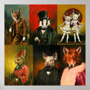 Vintage-Kleidungstiere Poster