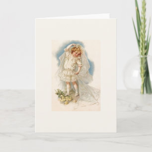 Vintage kleine Girl-Brautkarte Karte