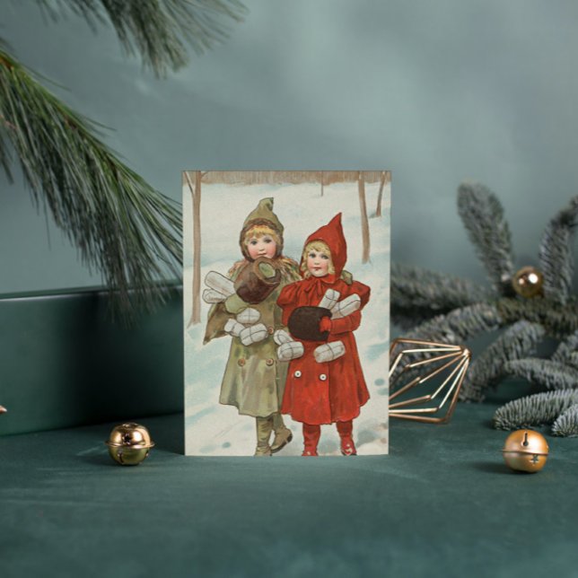 Vintage kleine Mädchen mit Parzellen Postkarte (Von Creator hochgeladen)