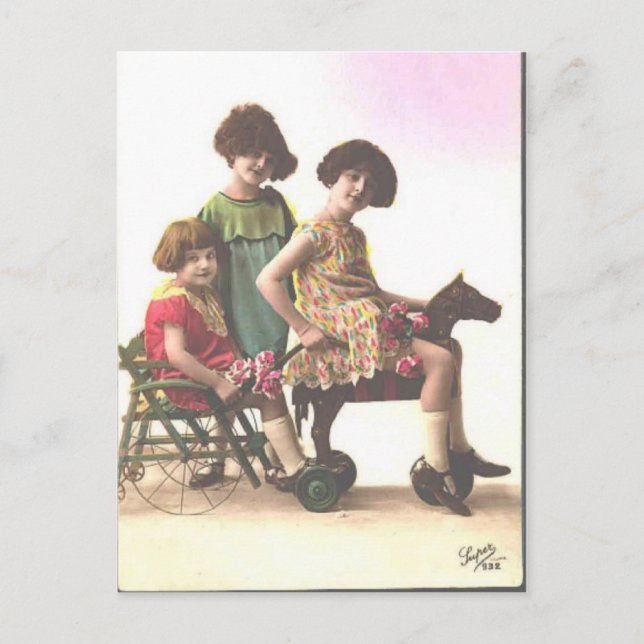 Vintage kleine Mädchen Postkarte (Vorderseite)