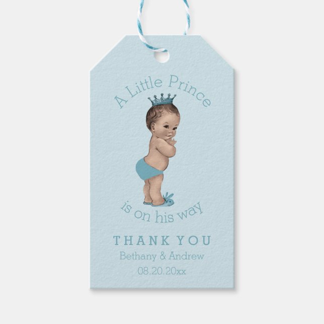 Vintage kleine Prince Baby Dusche Personalisiert Geschenkanhänger (Vorderseite)