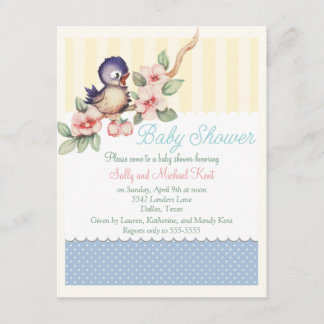 Vintage kleine Vogel-Baby-Dusche Einladung