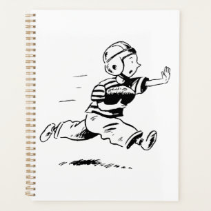 Vintage kleiner Junge läuft zurück American Footba Planer