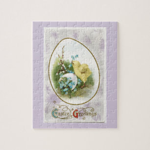 Vintage Kleines Küken und Ei Lavendel Ostern