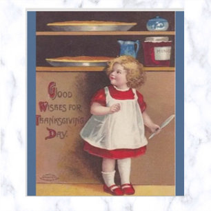 Vintage kleines Mädchen in der Speisekammer Thanks Postkarte