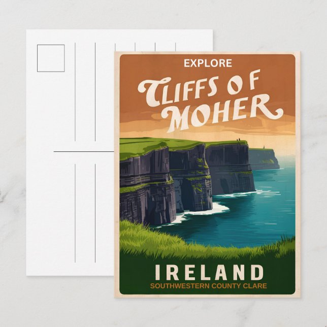 Vintage Klippen, Irland Naturgeschenke Postkarte (Vorne/Hinten)
