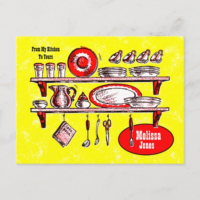 Vintage Kochschränke Rezept Karte (Vorderseite)