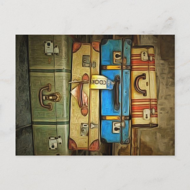 Vintage Koffer Postkarte (Vorderseite)