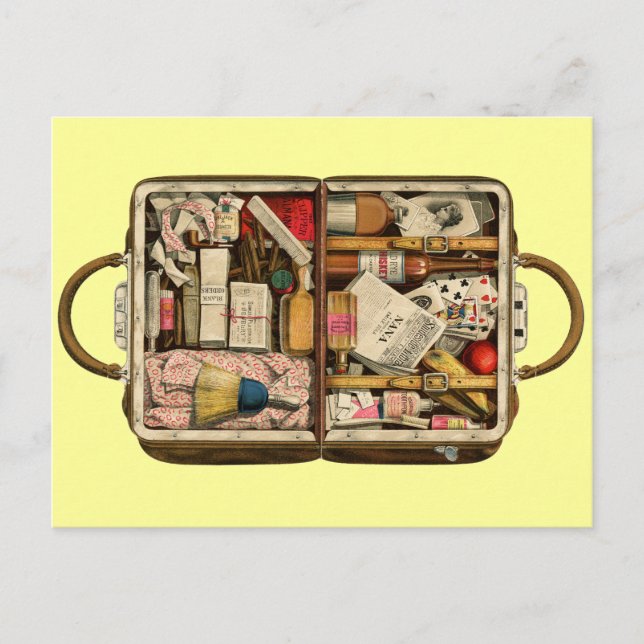 Vintage Koffer-Postkarte Postkarte (Vorderseite)