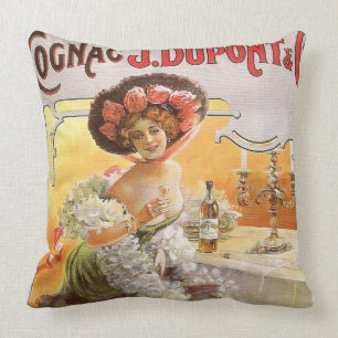 Vintage Kognak-Anzeige Kissen