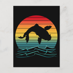Vintage-Koi-Fisch-Sonnenuntergangs-Szenerie Postkarte