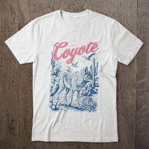 Vintage-Kojoten-Wüsten-Szene-Wildtier-Natur-Kunst T-Shirt