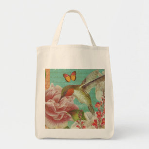 Vintage Kolibri-Collage-Einkaufstasche Tragetasche