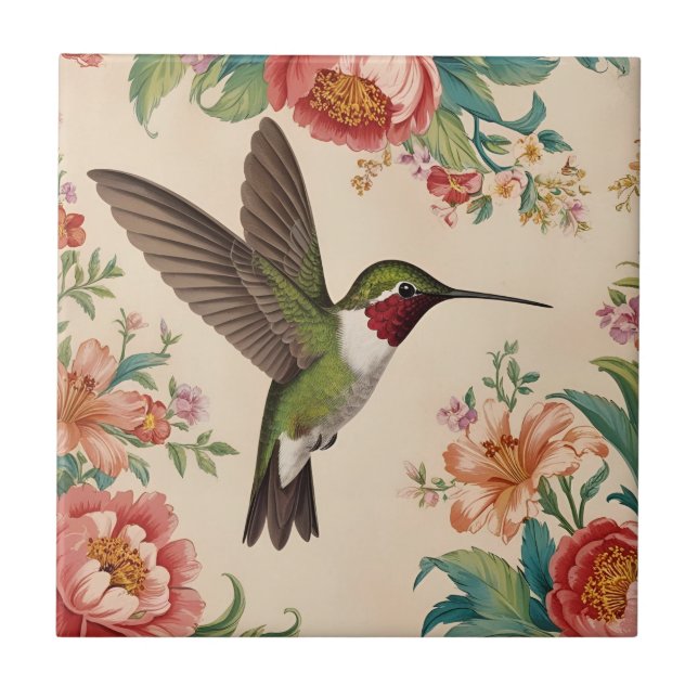 Vintage Kolibri Fliese (Vorderseite)
