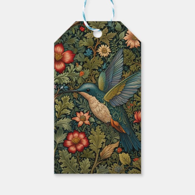 Vintage Kolibri-Malerei Geschenkanhänger (Vorderseite)